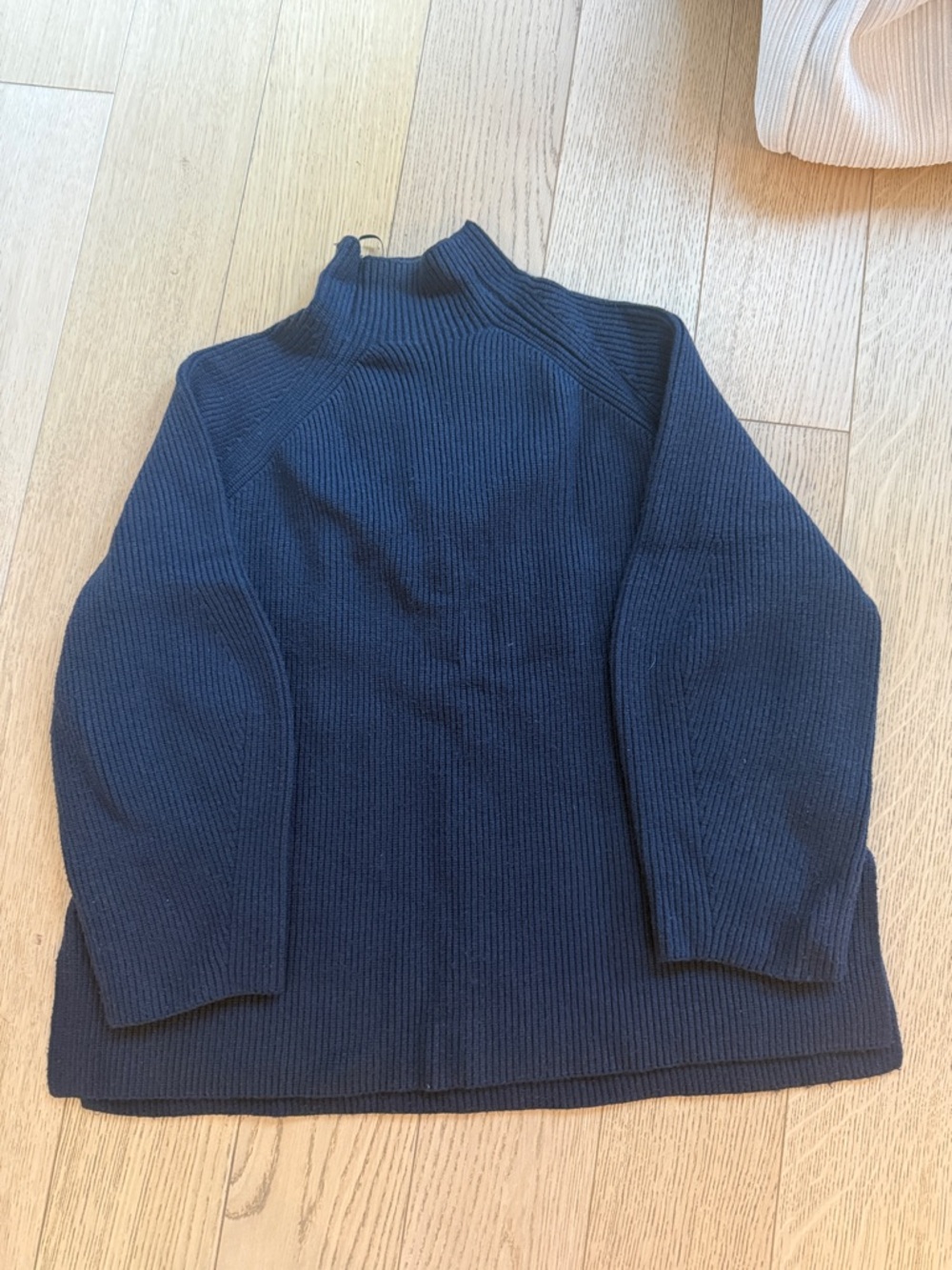Zara Navy Ribbed Mock Neck Sweater